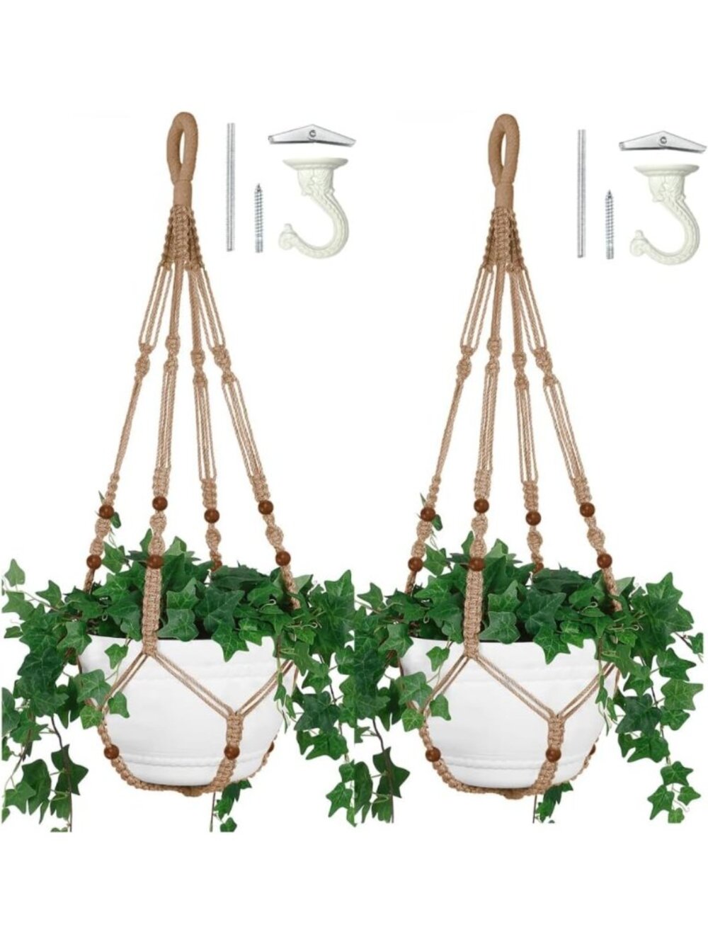 2PK Extra Long Macrame Plant Hanger for 12" Pots | Large Indoor Hanging Planters